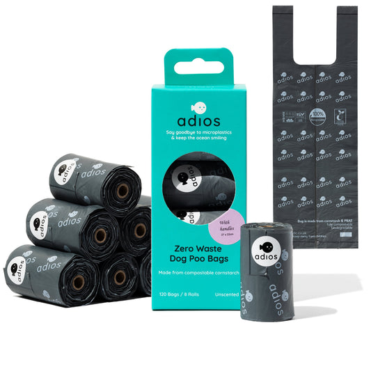 8 rolls in Grey (120 bags) - Handle on a roll (12 x 7")