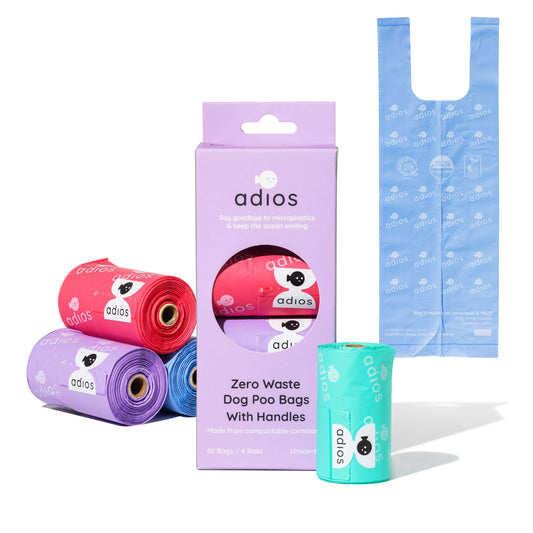 4 rolls in Rainbow (60 bags) - Handle on a roll (12 x 7")