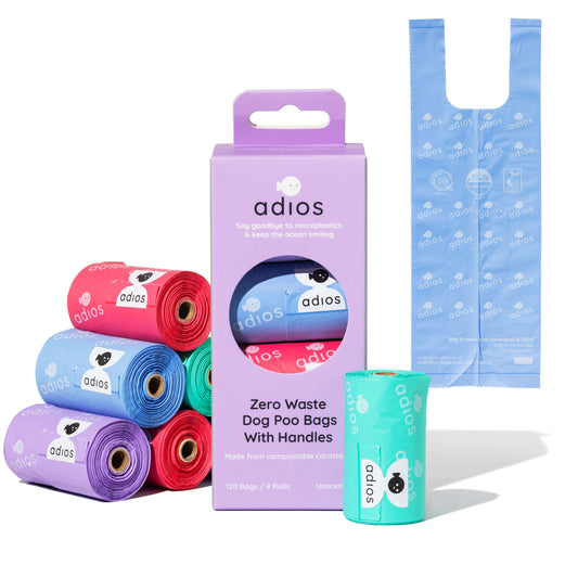 8 rolls in Rainbow (120 bags) - Handle on a roll (12 x 7")