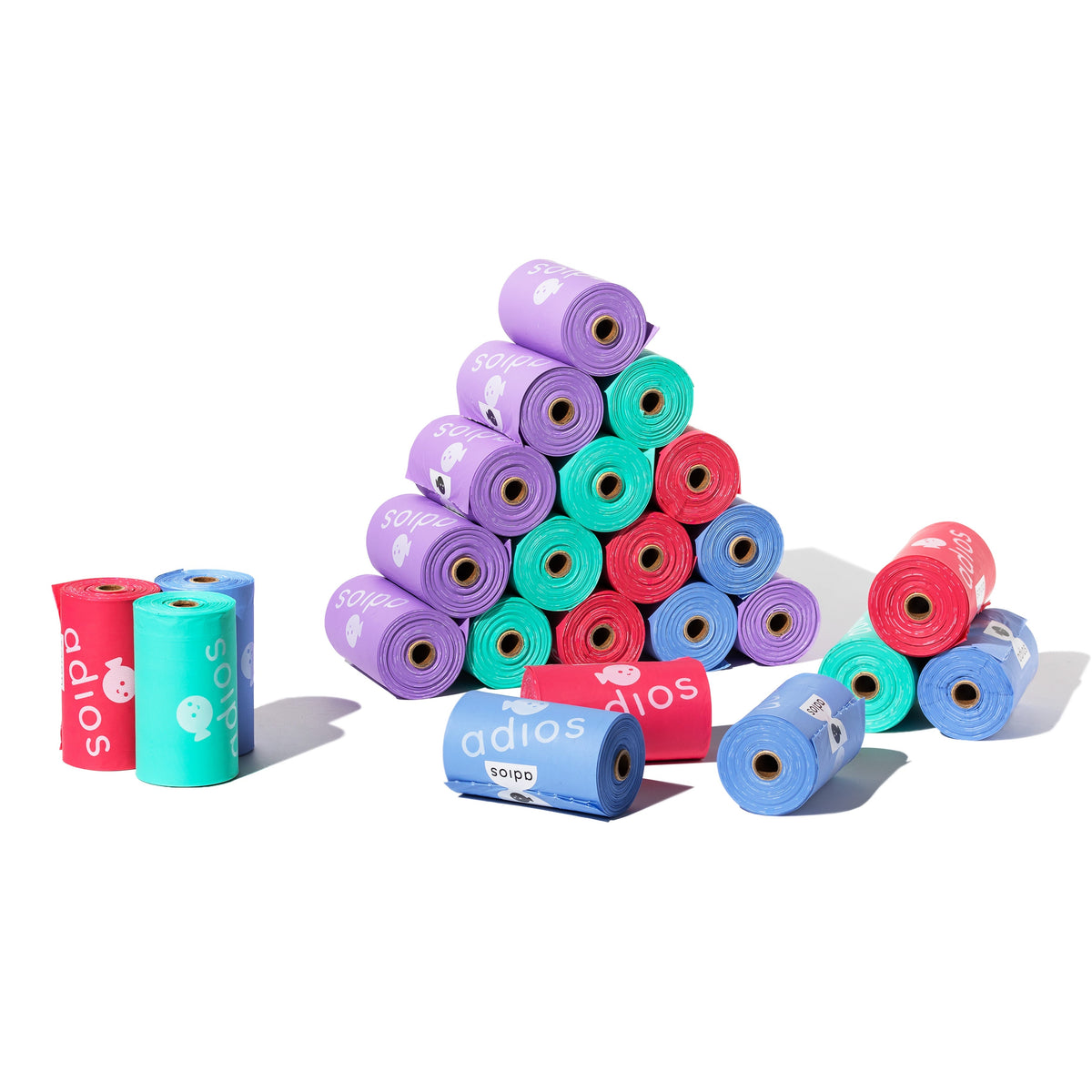 24 rolls in Rainbow (360 bags) - Non Handle